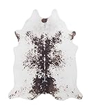 andiamo Kuhfell Teppich Amarillo aus Kunstfell - Teppich Schlafzimmer Wohnzimmer Fellimitat im Fotodruck 125 x 155 cm Weiß-braun