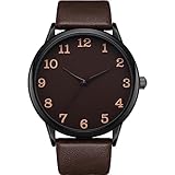 NUOVO Herren Uhr Analoge Quarzuhr Kaffeefarbe Lederarmband wasserdichte Business Classic