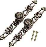 Mgoodoo 2 Stück Retro Türgriff Metall Knauf Schrank Griff Messing Bronze Schublade Kleiderschrank Pull Griff 152mm, Antikes Messing