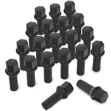 20 Stück MIKKUPPA Radschrauben Radbolzen M14x1,5 - Schaftlänge: 28mm,Kegelbund 60°,Schlüsselweite :17mm (Schwarz)