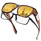 Face Shadow Polarisierte Nachtsichtbrille für Autofahrer, Nachtfahrbrille Herren für Brillenträger, Nachtbrille zum Autofahren, Überzieh Sonnenbrille Nachtsicht, Überbrille Ultra Leicht