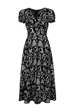 Hell Bunny Anatomy Dress – Schwarzes Midikleid, herzförmiger Ausschnitt, Puffärmel, Schwarz, XL