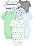 Simple Joys by Carter's Baby Jungen Kurzärmeliger Body, 6er-Pack, Mehrfarbig/Dinosaurier/Sport/Streifen, 0 Monate