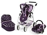 Bayer Chic 2000 637 71 Kombi-Puppenwagen Emotion 3-in-1 All In, Stars lila