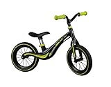 HUDORA Magnesium Kinder Laufrad Air, Schwarz/grün | Ab 3 Jahre | 12 Zoll mit Luftreifen | Für Jungen und Mädchen