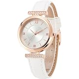 NUOVO Uhren für Frauen Elegante weiße Lederarmband Strass Frauen Quarzuhr Wasser Resist Armbanduhr Für das tägliche Leben Reise Date Uhr