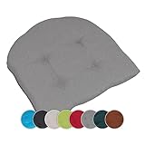 Beo Sitzkissen Stuhl 40x40 cm Halbrund | Atmungsaktives Sitzkissen Gartenstuhl Made in EU | UV-beständiges Sitzpolster Gartenstuhl | Stuhlkissen Outdoor waschbar | Sitzkissen Bank in Grau