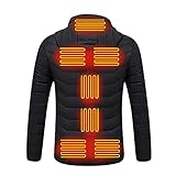 Marlene1988 Damen Steppmantel Warmer Winterjacke Waffel Freizeitjacke Elektrisch-Beheizt Weste Ärmellose Einfarbig USB Winddichte Gefütterte Stepp Winter Softshell Lose Frauen Bluse Mit- Kapuze Jacke