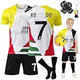 Fussball Trikot Kinder Set, #7#10 Gedenkausgabe Trikot Jungen,Fussball T-Shirt Shorts, Football socken, Knieschützer Set und Fußbälle Jersey Schlüsselanhänger