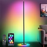 LED Stehlampe Wohnzimmer Dimmbar RGBIC - 140cm Smart Modern Stehlampe mit Fernbedienung und APP, 16 Millionen Farben, Musikmodi, DIY-Modus, Floor Lamp für Deko Schlafzimmer, Gaming-Zimmer, Schwarz
