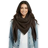 Ziona Damen Schal XXL – Dreieckstuch Viskose 202x82 cm – Winter & Herbst Halstuch, kuschelig weich & warm, eleganter Damenschal (Dunkelbraun)