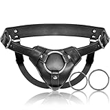 Strap On Sexspielzeug Umschnalldildos für Frauen und Männer, Verstellbarer Leder Strapon Dildo Harness mit 2 Metall O-Ringen, Umschnallpenis Sex Toys für lesbische & schwule Paare Pegging SM Spiele