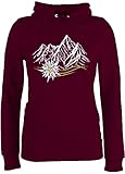Pullover Damen Hoodie Frauen - Kompatibel mit Oktoberfest - Edelweiß Berge Wandern Wanderlust Berg ruft Alpen - S - Burgundrot - trachtenhoody bayrische bergen hoddys trachtenpullover bayrisch