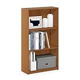 Furinno Basic Bücherregal mit 3 Fächern, Aufbewahrungsregal, Verbundholz, Leichte Kirsche, 23.5 x 23.5 x 100.33 cm
