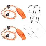 Eco-Fused 2X Überleben -Pfeife und 2X Signal-Spiegel - Überlebensausrüstung Rettungs-Blitz-Spiegel - Clip-on Pfeife mit Lanyard - Rucksack, Campen, Marine-Einsatz, Outdoor-Aktivitäten