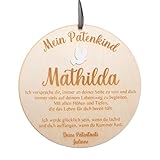 Taufe Geschenk Patenkind Geschenk - personalisiertes Holzschild als Patenbrief - Geschenk zur Taufe Pate - Taufbrief zur Kommunion Konfirmation Firmung