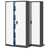 Jan Nowak 2er Set Aktenschrank C001 Metallschrank Stahlschrank Werkzeugschrank Büroschrank Lagerschrank Universalschrank Pulverbeschichtung Flügeltüren 185 cm x 90 cm x 40 cm (anthrazit/weiß)