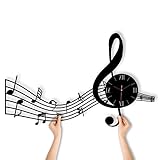 Namofactur Wanduhr Musik Geschenke Musiker aus Holz I Musiknoten Geschenk Wohnzimmer Tonstudio Band Gitarrist Musikschule