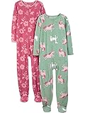 Simple Joys by Carter's Mädchen Pyjama mit Füßen aus Fleece, Lockerer Schnitt, 2er-Pack, Pferde/Floral, 7 Jahre