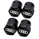 4 Stück Autoventil Kappe Kompatibel mit Audi A1 A3 RS3 A4 A5 A6 A7 RS7 A8 Q3 Q5 Q7 R8 Class S Serie, Legiertes Ventilkappen mit Logo Auto Reifenventil Kappe Staubkappen Zubehör für Autoreifen,Schwarz