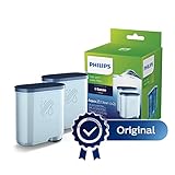 Philips Original Kalk- und Wasserfilter wie CA6903/01 - 2 AquaClean Filter, Kein Entkalken für bis zu 5.000 Tassen*, Click&Go-System, Weiß (CA6903/22) 8.2 x 8.4 x 8.8 cmc, Schwarz