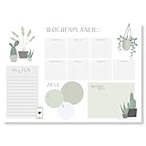 Wochenplaner Block A3 (25 Blatt) - Schreibtischunterlage mit To Do Liste - Wochen Planer aus Papier als Schreibtisch Unterlage - Weekly Planner Undatiert - Schreibunterlage mit Wochenplan - Plantlady