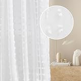 ROOM99 Gardine mit Ösen Casablanca 140 x 230 cm Breite x Höhe Wohnzimmer Transparent modern Vorhang Schal Wohnzimmer Schlafzimmer Weiß Pompons, 1 Stück