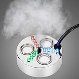 FITNATE Edelstahl-Nebler, 3-Kopf-Nebelgenerator mit 1500 ml/h, 18 LED-Beleuchtung, für Wasserspiele, Halloween, Luftbefeuchtung