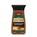 Jacobs Espresso löslicher Bohnenkaffee, Instant Kaffee, 100 g im Glas, für 56 Getränke