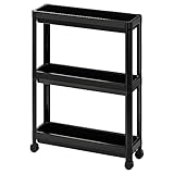 IKEA Rollwagen, 54 x 18 x 71 cm, schwarz – Metall, 6,0 kg Maximalgewicht, Stufenregal, inklusive Pflegeanleitung