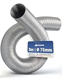 Intelmann® Alu-Flexrohr Ø 75 mm x 3 m – Reinaluminium, flexibel, temperaturbeständig, nicht brennbar, Made in Germany