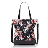KALIDI Groß Damen Umhängetasche/Handtasche Canvas Tasche Schultertasche Totepack Shopper Casual Hobo Bag Crossbody Bag für Schule Büro Arbeit Reisen Ausflug Einkauf (flower)