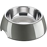 HUNTER Melamin-Napf, Farbe: grau, mit Edelstahleinsatz, rutschfest, kratz- und stoßresistent, pflegeleicht, spülmaschinengeeignet, Größe: 700 ml