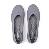 Frank Mully Damen-Ballerinas, breite Ballerinas, Slip-on-Strickschuhe, Bequeme, runde Zehenpartie für Damen, Grau, 39 EU