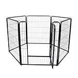 XMTECH 6-teilig Welpenlaufstall Freilaufgehege Hundelaufstall 80cm hoch, Welpenauslauf mit 1 Türen & 5X Erdanker, flexibel und faltbar, Welpengitter für Wohnung & Garten