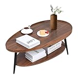 MOHQZA Couchtisch Oval Holz | Wohnzimmer Tisch für Couch | Wohnzimmertisch mit Stauraum | Einfacher Aufbau Industrie-Design 100x55x38 cm | Kleine Moderne Couchtische für Heim und Büro