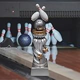 eberin · Der König der Kegel: Resin-Bowlingpokal · Kegler Trophäe · 2 weiße Pins mit Bowlingkugel · Bowlingturnier · Kegelverein · TT Pokal mit Wunschtext · Größe 20 cm (OHNE Gravur)