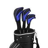 Scott Edward 3 Stück Golf Hybrid Schlägerhauben mit austauschbarem Nr. Tag, passend für Driver's Tunnel Hybrid Schläger 1, 3 und 5(blau)