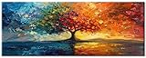 Leinwand Bilder Groß 120x30 cm XXL Wandbilder Wohnzimmer Poster & Kunstdrucke Wandbilder - Baum des Lebens Wandbild Zimmer Deko Aesthetic Abstrakt - Moderne - Kunst Bild (Ohne Rahmen)
