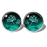 Dillblüten Türkis Ohrstecker ABOUKI Damen Mädchen Kinder Edelstahl Ohrschmuck Motiv Blumen Natur Blüten-Muster handgefertigte Ohrringe silber-farben