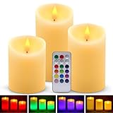 LED RGB Kerzen Flammenloses Kerzenlichter, LUXONIC Multicolor Teelichter Warmweiß LED Kerze Lichter Docht Flackernde Echtwachs Elektrischer LED Lampe mit Fernbedienung Timerfunktion Haus Dekoration