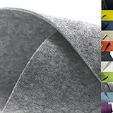 TOLKO 1m Bastelfilz Stabiler Filzstoff Meterware | 4 mm dick | Filzmatte Untersetzer Dekofilz Taschenfilz zum Nähen und Basteln | 45 cm breit | Nadelfilz Filz Meterware (Grau Meliert)