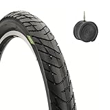 ECOVELO 1 Reifen 26 x 2.125 + Schlauch Slick 57-559 für Strada MTB Cruiser Hybrid-Fahrrad, 26 Zoll Schwarz