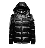 Schwere Gesteppte Glänzende Daunenjacken For Herren Daunenjacken Mit Kapuze For Herren Pufferjacke Mit Durchgehendem Reißverschluss Wasserabweisende Winddichte Jacke Warme Einfarbige Wintermäntel(Styl