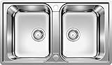 BLANCO LEMIS 8-IF - Doppelspüle für die Küche für 80 cm breite Unterschränke - Edelstahl - Mit IF-Flachrand, ohne Abtropffläche - 524276