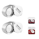 Diffaxy Juwelier Lupe 10X und 30X, Zusammenklappbare Handlupe für Juweliere zur Schmuckidentifizierung, Taschenlupe für Edelsteine, Schmuck, Rocks, Antiquitäten und von Zeitungsbüchern