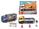 Dickie Toys - City Team, Müll-, Strassenbau-, Containerfahrzeug, Freilauf, Licht, Sound, 17 cm