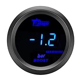 ETOPARS Universelle Auto Ladedruckanzeige 2Zoll 52mm Auto Turbo Boost Messgerät Digitales Bar Boost Anzeige Blau Lichtanzeige Instrument Rauchtönung Len