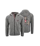 Hoamatkult Österreich Jacke mit Kapuze Herren - Strickfleece (Large, Dunkelgrau-Meliert)