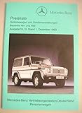 Mercedes-Benz Prospekt Preisliste Geländewagen und Sonderausstattungen - Baureihen W461 und W463 - von 1993 - 30 Seiten - deutsche Ausgabe - KEIN NACHDRUCK